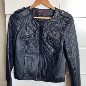 Comptoir des Cottoniers leather jacket navy S or M